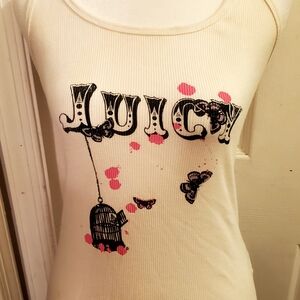 Authentic Juicy Couture Cream Tank Top with Pink Accents